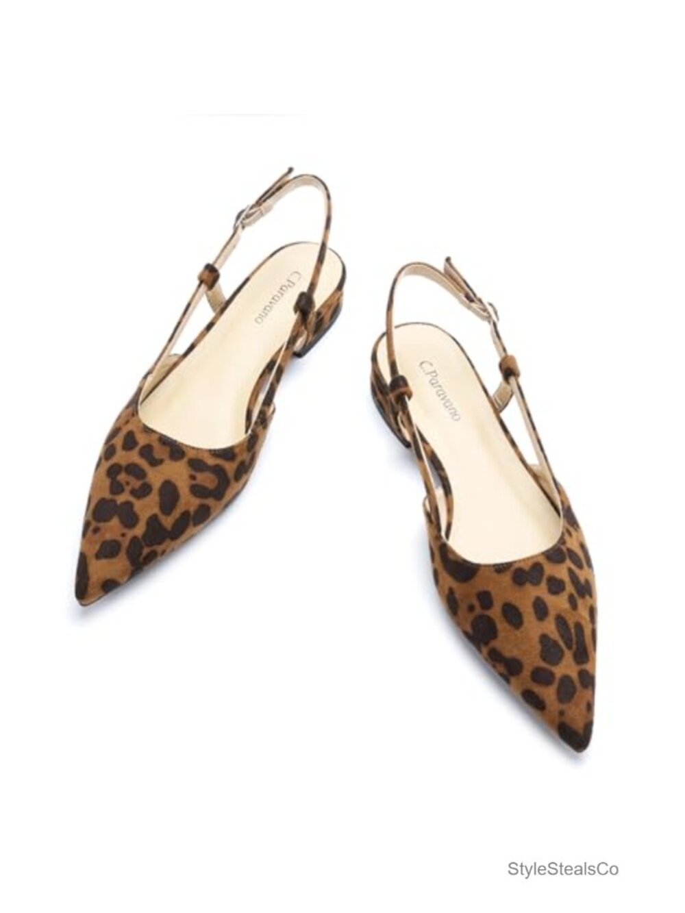 Pointed Toe Slingback Flats Faux Suede Dressy Closed Sandal Shoes